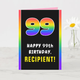 Tarjeta 99º cumpleaños: arcoiris colorido # 99, nombre per