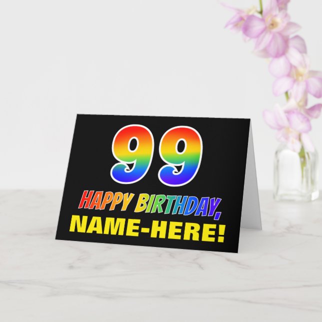 Tarjeta 99º cumpleaños: audaz, divertido, simple, arcoiris (Orquídea)