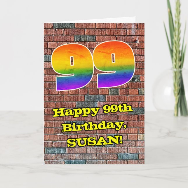 Tarjeta 99º cumpleaños: El arcoiris 99 inspirado en graffi (Anverso)