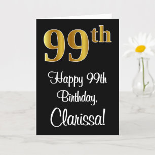 Tarjeta 99º cumpleaños ~ Elegante lujoso Faux Gold Look #
