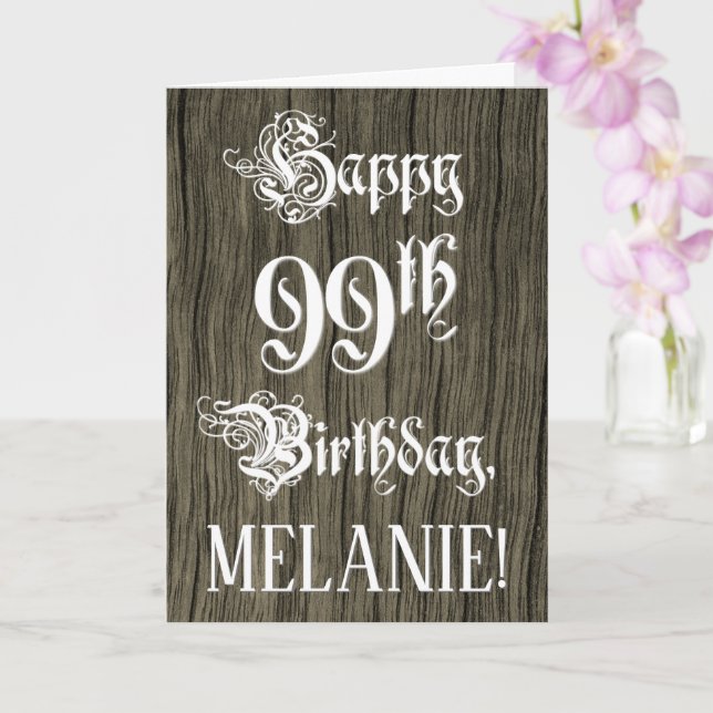 Tarjeta 99º cumpleaños: Elegante y brillante texto; aparie (Orquídea)