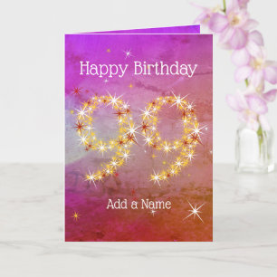 Tarjeta 99º cumpleaños - Número de estrella - Rosa púrpura