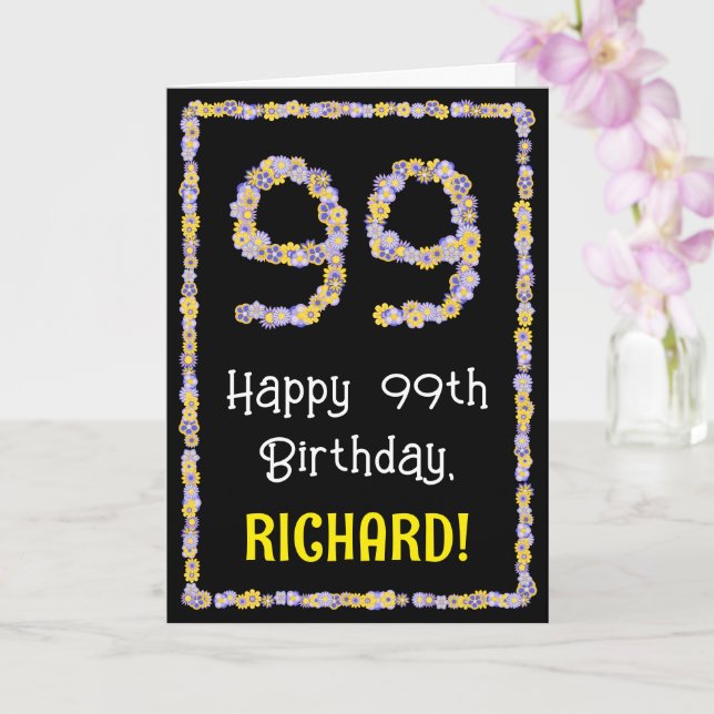 Tarjeta 99º cumpleaños: número de flores florales, nombre  (Orquídea)