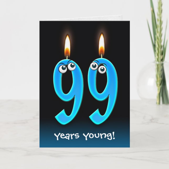 Tarjeta 99.ª Velas de cumpleaños con ojos (Anverso)