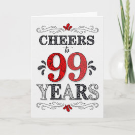 Tarjeta 99.º cumpleaños vitoreando en el patrón negro blan