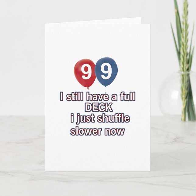 Tarjeta 99 años divertidos diseños de cumpleaños (Anverso)