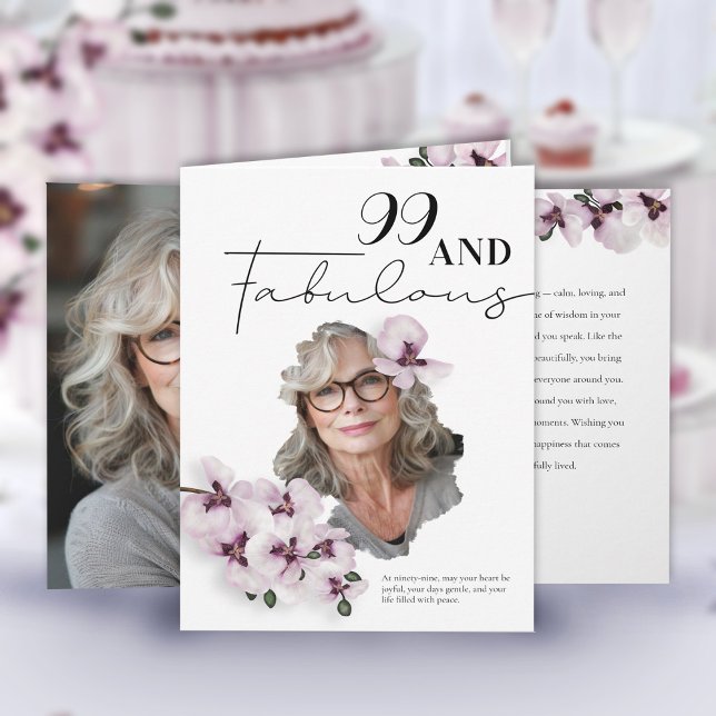 Tarjeta 99 & Fabulous Orchid Photo Birthday Greeting Card (Subido por el creador)