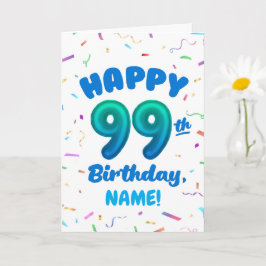 Tarjeta 99th Balloon Number Custom Name Birthday Card
