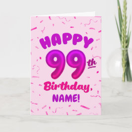 Tarjeta 99th Balloon Number Custom Name Birthday Card