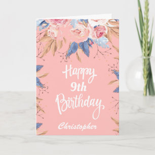 Tarjeta 9.ª acuarela Floral Rosa Botánica