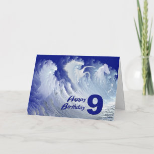 Tarjeta 9.ª carta de cumpleaños con caballos de surf de ra