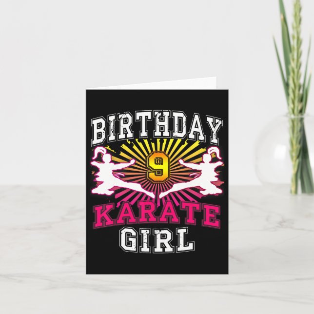 Tarjeta 9.ª Chica de cumpleaños - Karate 9 años (Anverso)