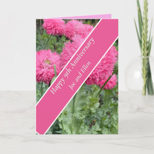 Tarjeta 9.º aniversario Boda, amapola