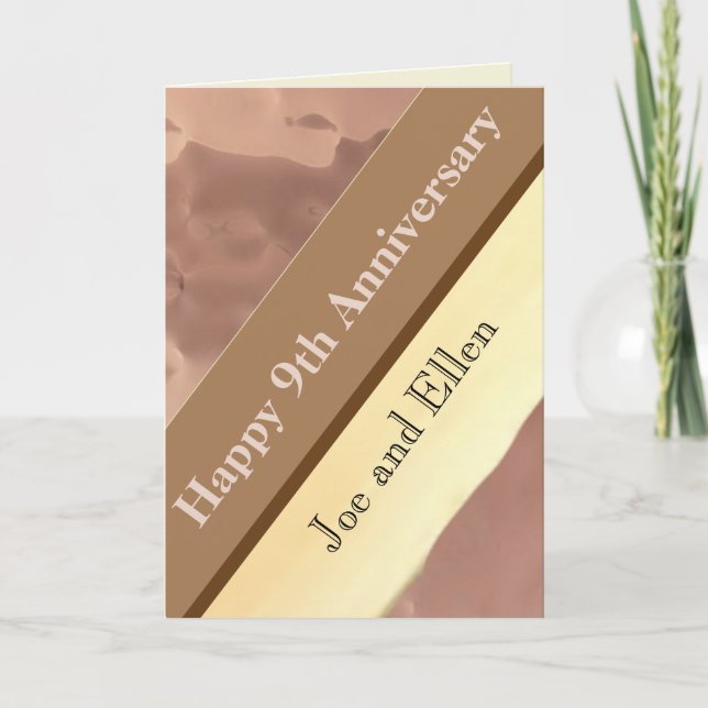 Tarjeta 9.º aniversario Boda, Willow y el cobre (Anverso)