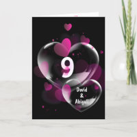 9.º aniversario Las burbujas del corazón en negro
