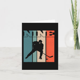 Tarjeta 9.º Chica de Hockey sobre Hielo Retro de Cumpleaño