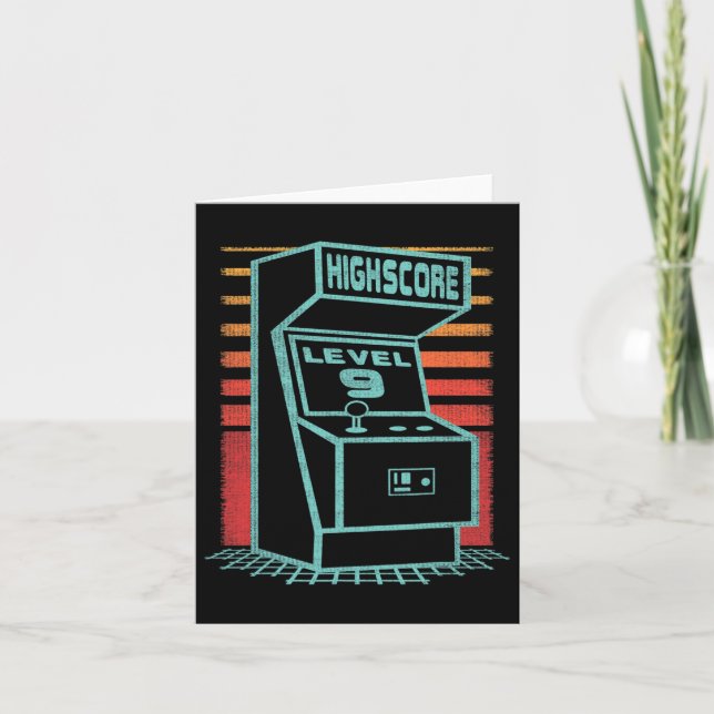 Tarjeta 9.º cumpleaños 9 años Retro Gamer Nivel Unloc (Anverso)