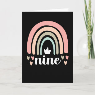 Tarjeta 9.º cumpleaños Boho Fiesta arcoiris niños de 9 año