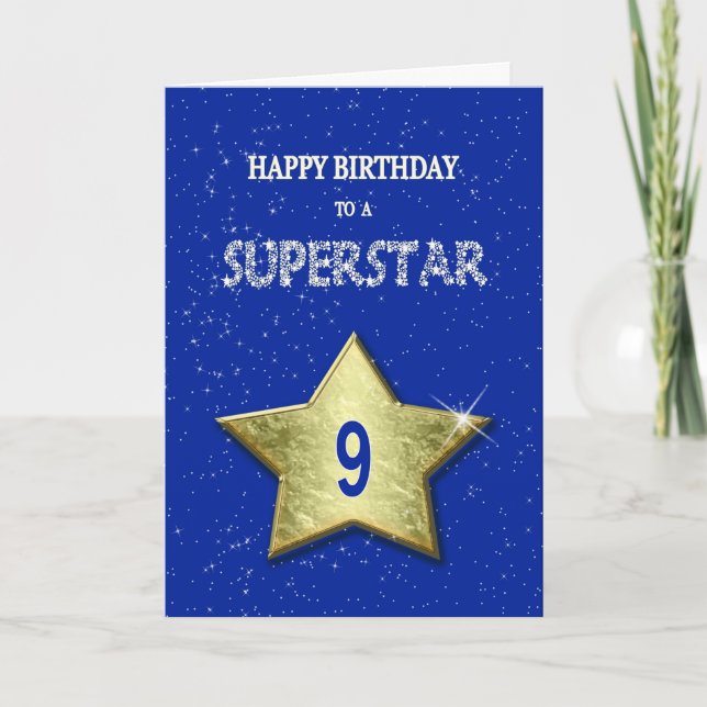 Tarjeta 9.º cumpleaños de una superestrella (Anverso)