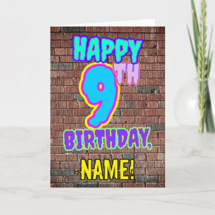 Tarjeta 9.º cumpleaños - Diversión, un graffiti urbano ins