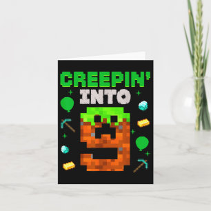 Tarjeta 9.º Jugador de Cumpleaños Pixel Creepin’ En 9 Vide