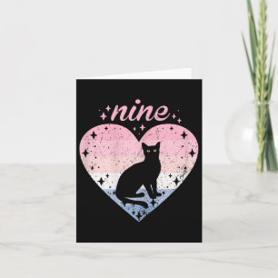 Tarjeta 9 años Chica de cumpleaños de un gato lindo 9 días