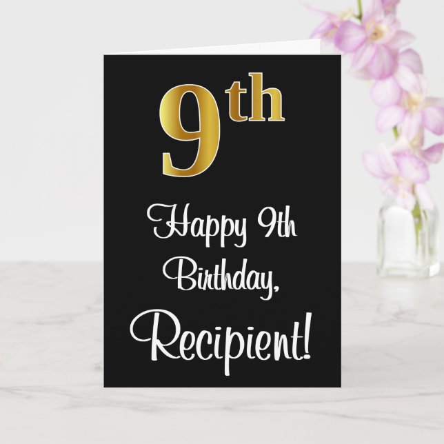 Tarjeta 9 cumpleaños ~ Elegante lujoso Faux Gold Look # (Orquídea)