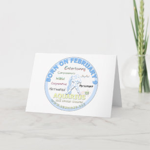 Tarjeta 9 de febrero cumpleaños - acuario