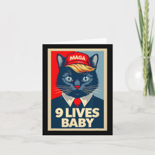 Tarjeta 9 vidas por el gracioso gato Trump 2024 Presi