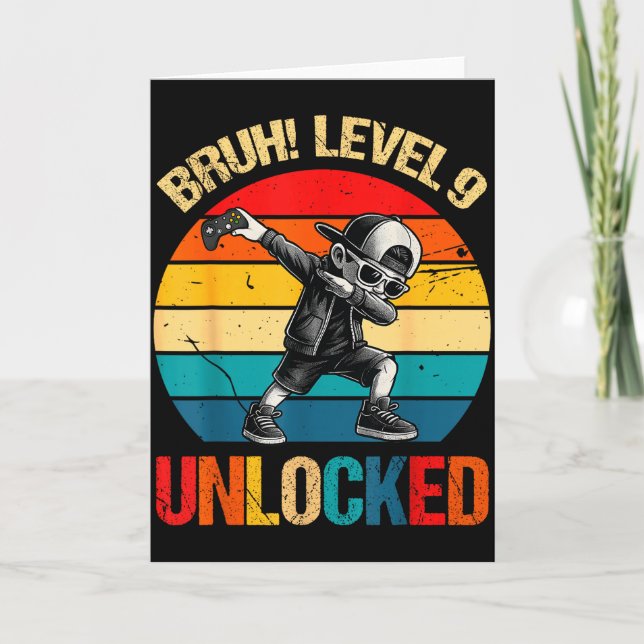 Tarjeta 9 Years Old Dabbing Boy Bruh 9th Level Unlocked Bi (Anverso)