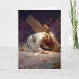 Tarjeta 9a Estación del Vía Crucis - Jesús cae por tercera
