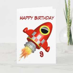 Tarjeta 9no pequeño tema de Rocket del feliz cumpleaños