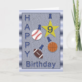 Tarjeta 9nos deportes felices del cumpleaños - temáticos