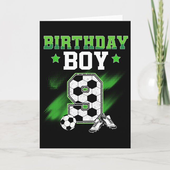 Tarjeta 9th Birthday Boy Soccer 9 Year Old Sport 9yr Boys  (Anverso)
