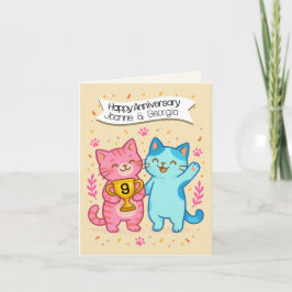 Tarjeta 9th wedding anniversary cat lovers