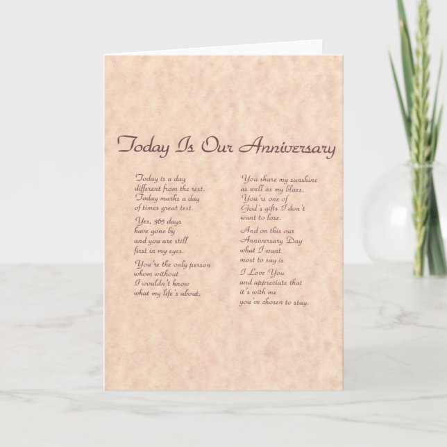 Tarjeta A02: El hoy es nuestro aniversario (Anverso)