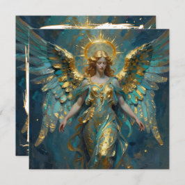 Tarjeta A Beautiful Gold and Turquoise Angel Blank