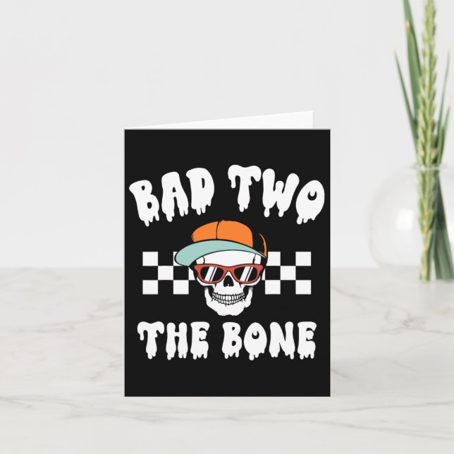 Tarjeta A Bone Skeleton Halloween Dos Cumpleaños Toddle (Anverso)