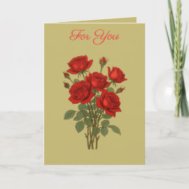 Tarjeta A Bouquet Of Red Roses Vector Art Illustration