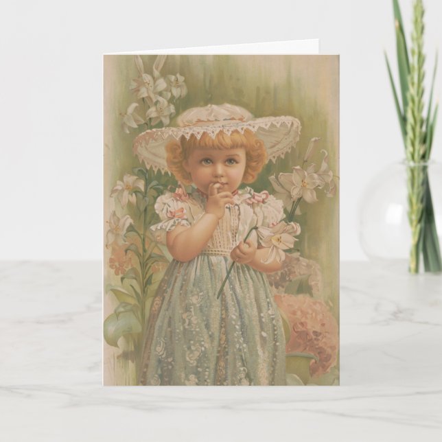 Tarjeta "A Budding Easter" Vintage Illustration, ca. 1890 (Anverso)