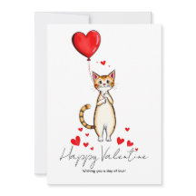 A Cat Holding a Heart Balloon Valentine Day