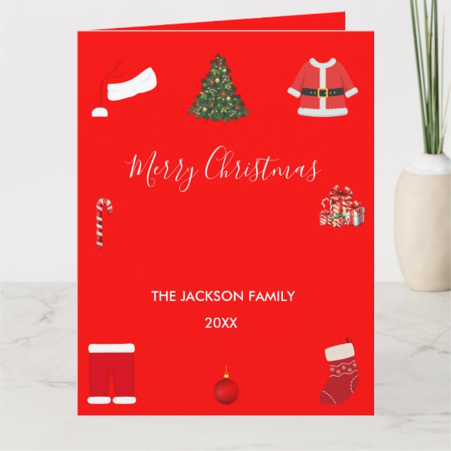 Tarjeta A Cozy Christmas Gathering Set on Warm Red (Anverso)
