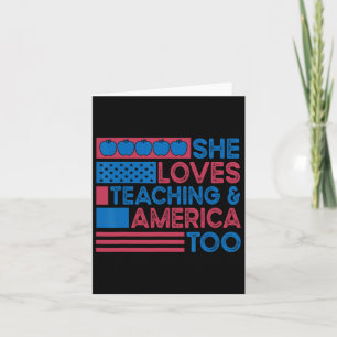 Tarjeta A Ella Le Encanta La Enseñanza Y A Estados Unidos 