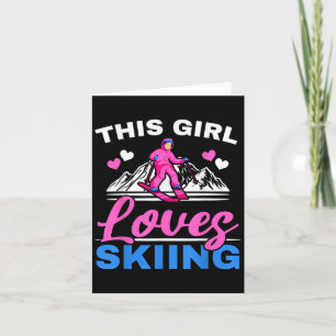 Tarjeta A este Chica le encanta esquiar esquiar nieve depo