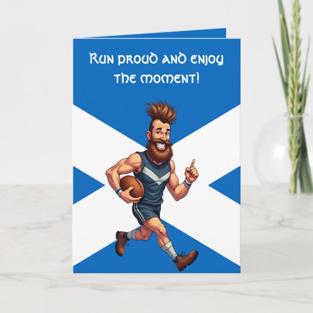 Tarjeta A Grinning Scottish Rugby Runner (Anverso)