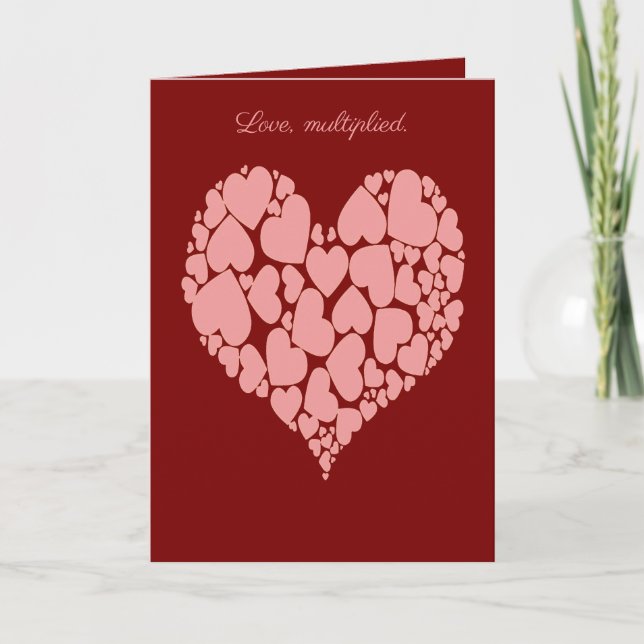 Tarjeta  A Heart Of Hearts Romantic Design Monotone Pink (Anverso)