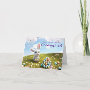 Tarjeta A hijastra Feliz Pascua con conejo de Pascua feliz