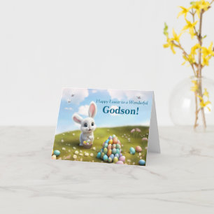 Tarjeta A hijastro Feliz Pascua Conejo Lindo y Montones de