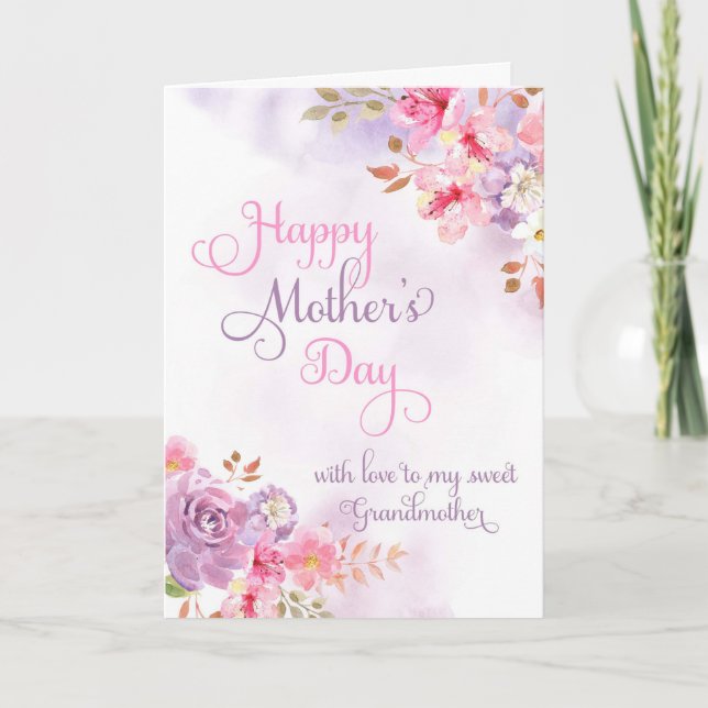 Tarjeta A la abuela, acuarela feliz Día de la Madre (Anverso)