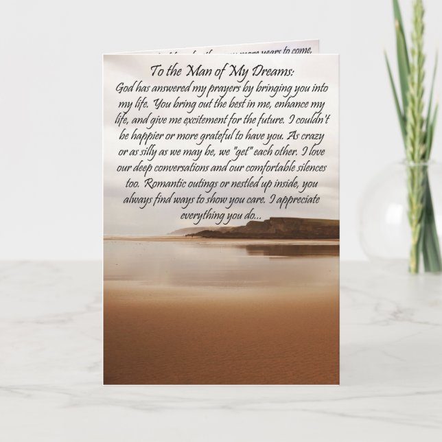 Tarjeta A la carta de cumpleaños del hombre de mis sueños (Anverso)